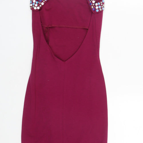 ASOS Womens Purple  Viscose Bodycon  Size 6  Round Neck Hook & Eye