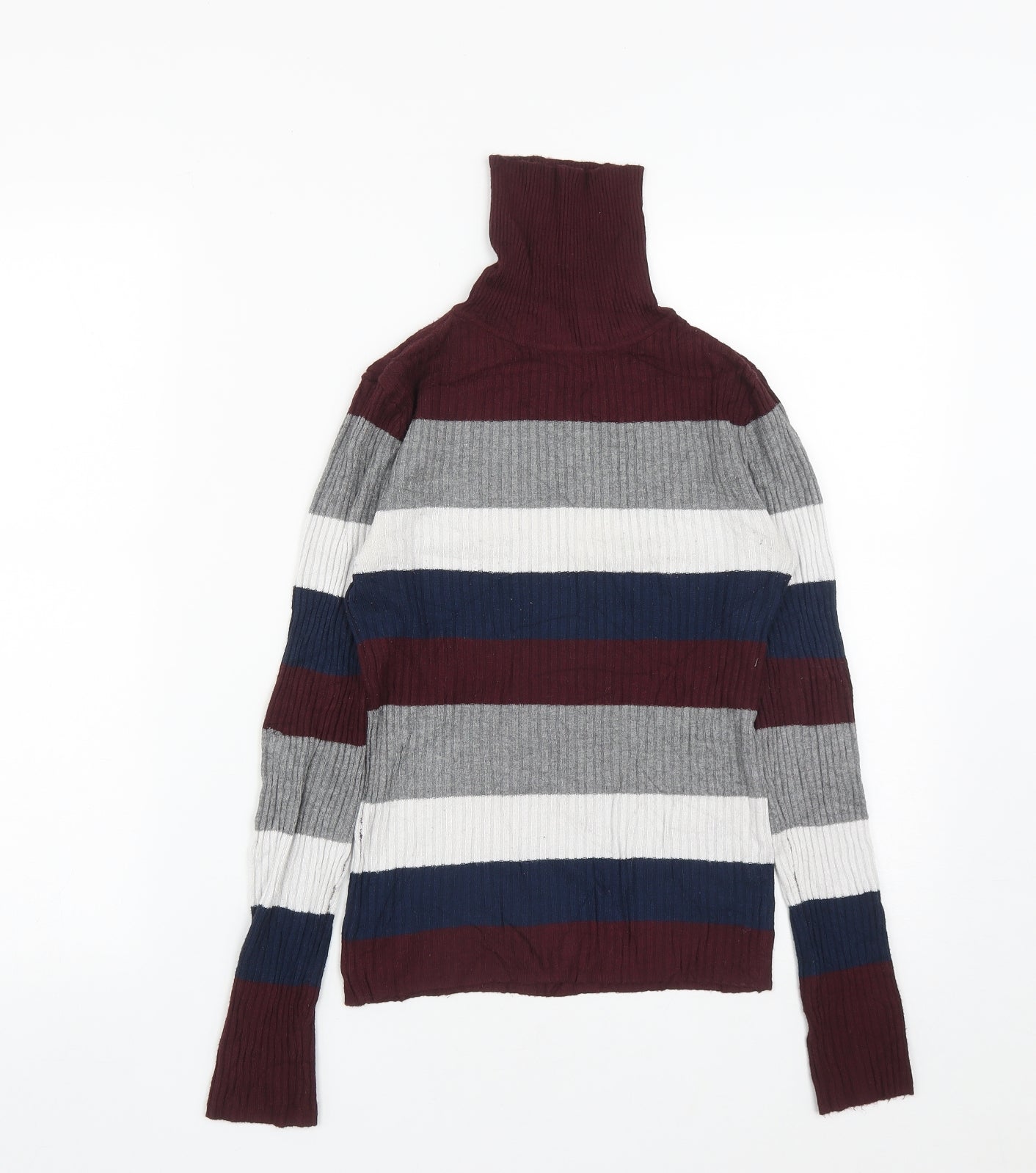 Atmosphere Womens Multicoloured Roll Neck Striped Polyester Pullover Jumper Size 10