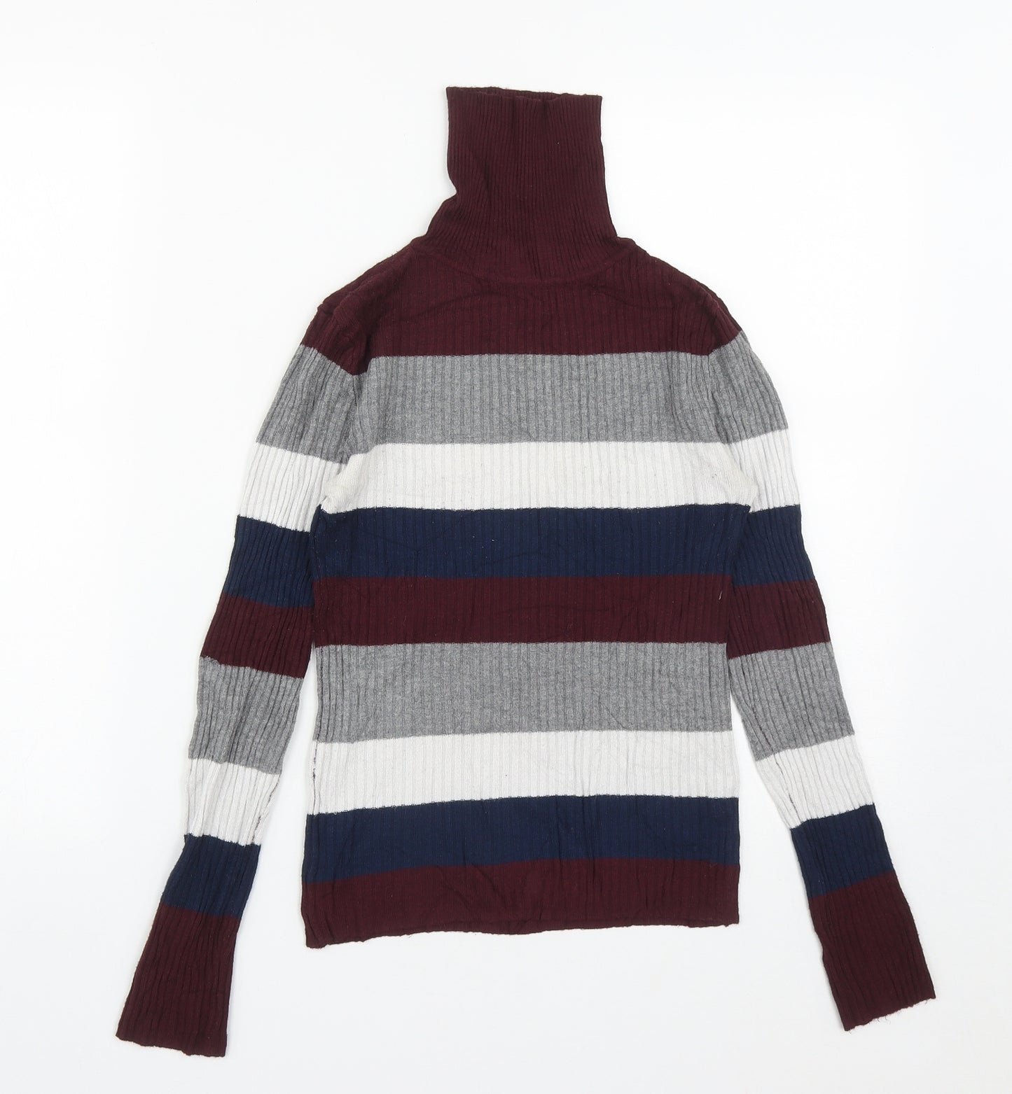 Atmosphere Womens Multicoloured Roll Neck Striped Polyester Pullover Jumper Size 10