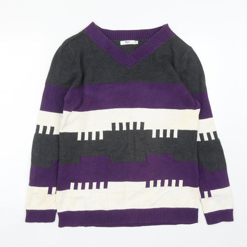 Bonprix Collection Womens Multicoloured Round Neck Geometric Acrylic Pullover Jumper Size 12   - size 12-14