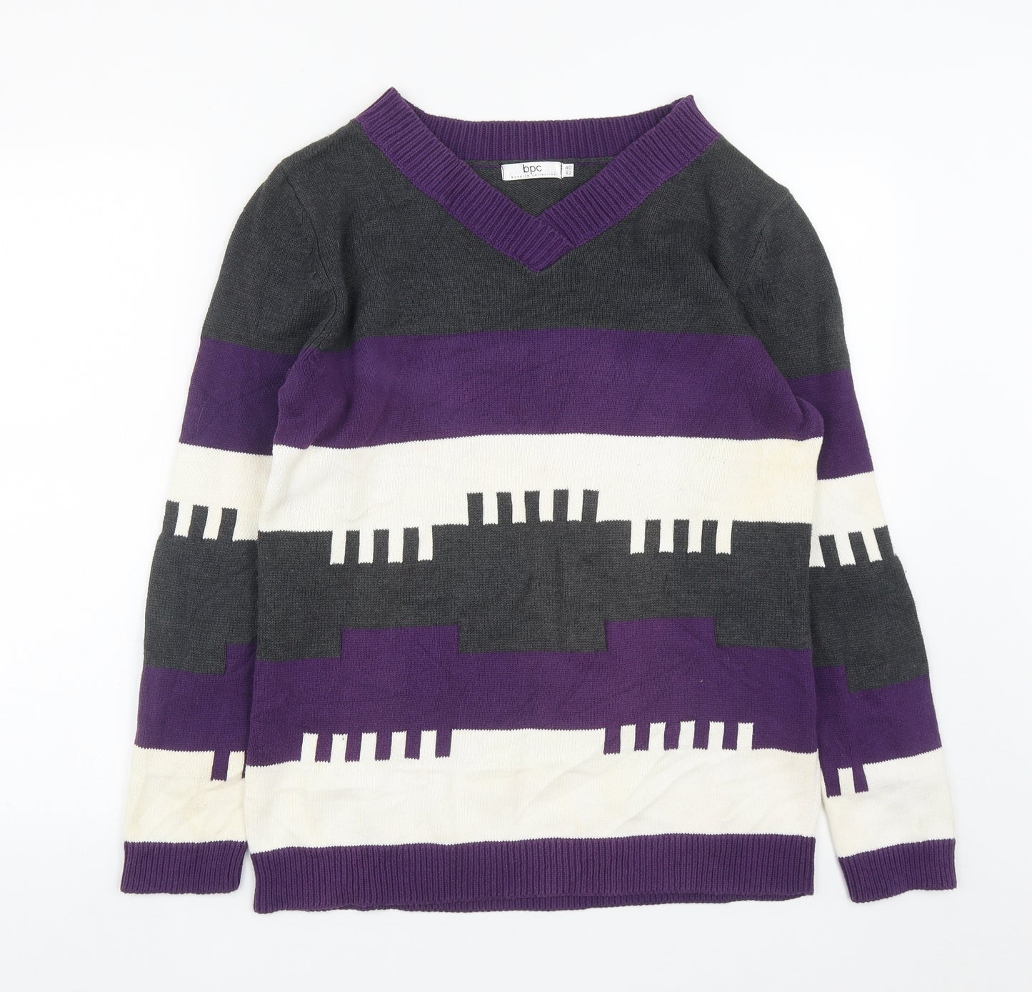 Bonprix Collection Womens Multicoloured Round Neck Geometric Acrylic Pullover Jumper Size 12   - size 12-14