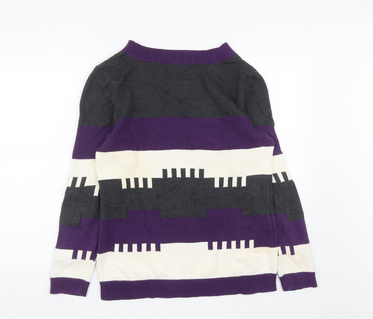 Bonprix Collection Womens Multicoloured Round Neck Geometric Acrylic Pullover Jumper Size 12   - size 12-14