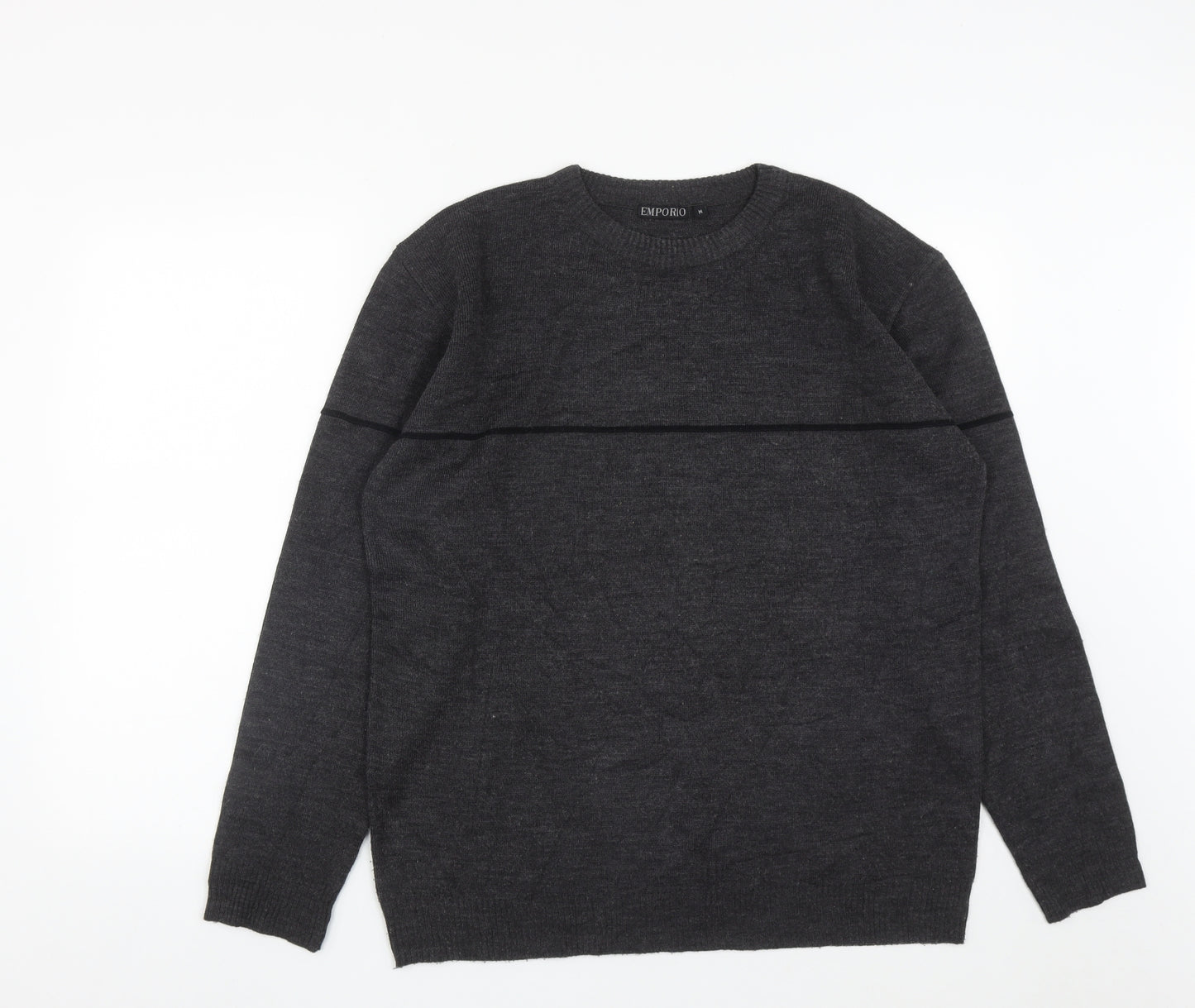 Emporio Mens Black Round Neck  Acrylic Pullover Jumper Size M