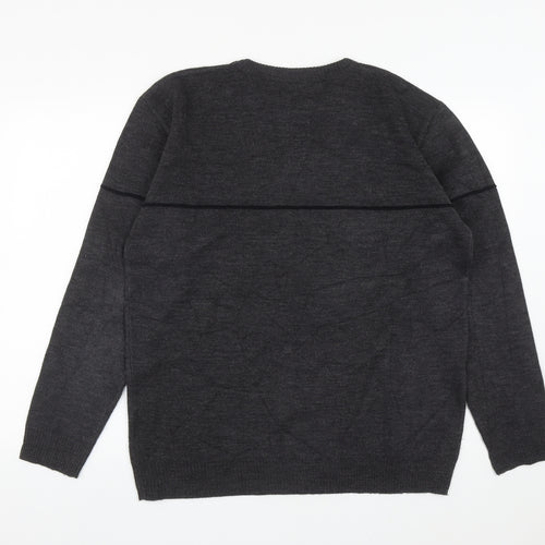 Emporio Mens Black Round Neck  Acrylic Pullover Jumper Size M