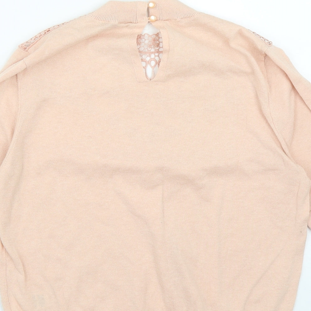 Marks and Spencer Womens Pink Round Neck  Polyester Pullover Jumper Size 12