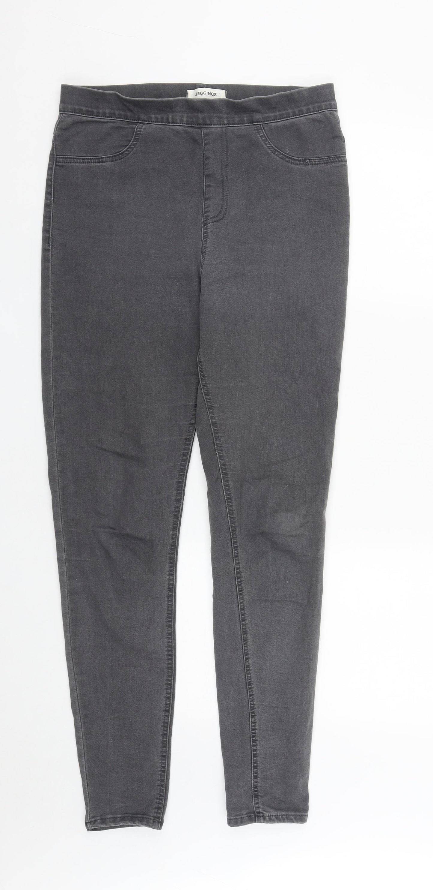 Marks and Spencer Womens Grey  Cotton Cropped Jeans Size 12 L29 in Regular