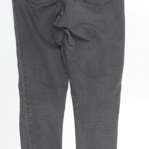 Marks and Spencer Womens Grey  Cotton Cropped Jeans Size 12 L29 in Regular