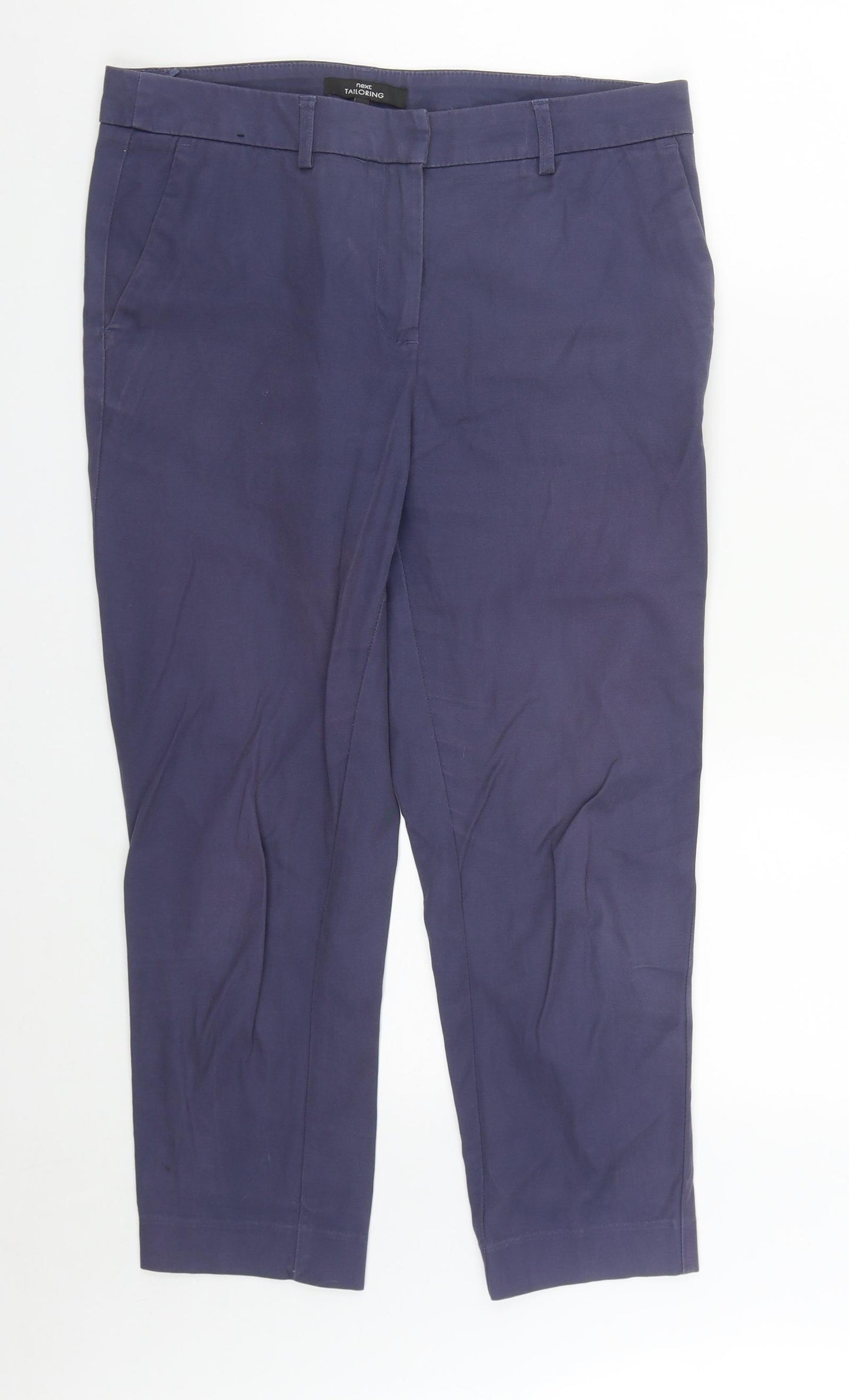 NEXT Womens Blue  Cotton Trousers  Size 12 L27 in Regular Zip