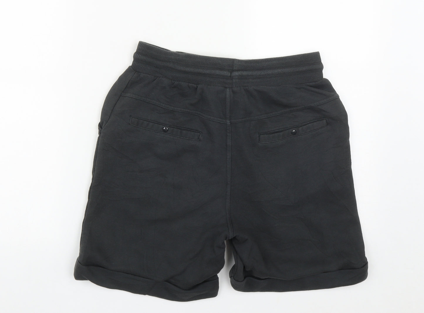 H&M Mens Black  Cotton Bermuda Shorts Size M L8 in Regular Drawstring