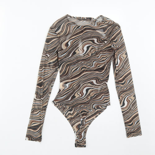 NAANAA Womens Green Geometric Polyester Bodysuit One-Piece Size 6  Snap