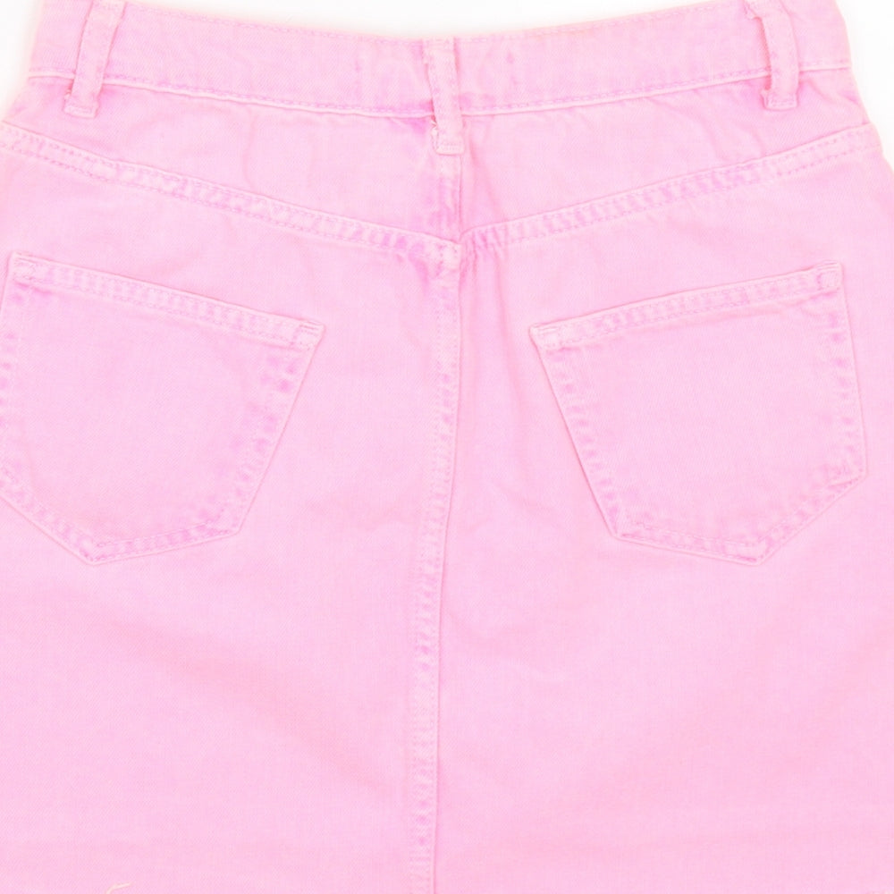 Denim & Co. Womens Pink  Cotton Maxi Skirt Size 6   Zip