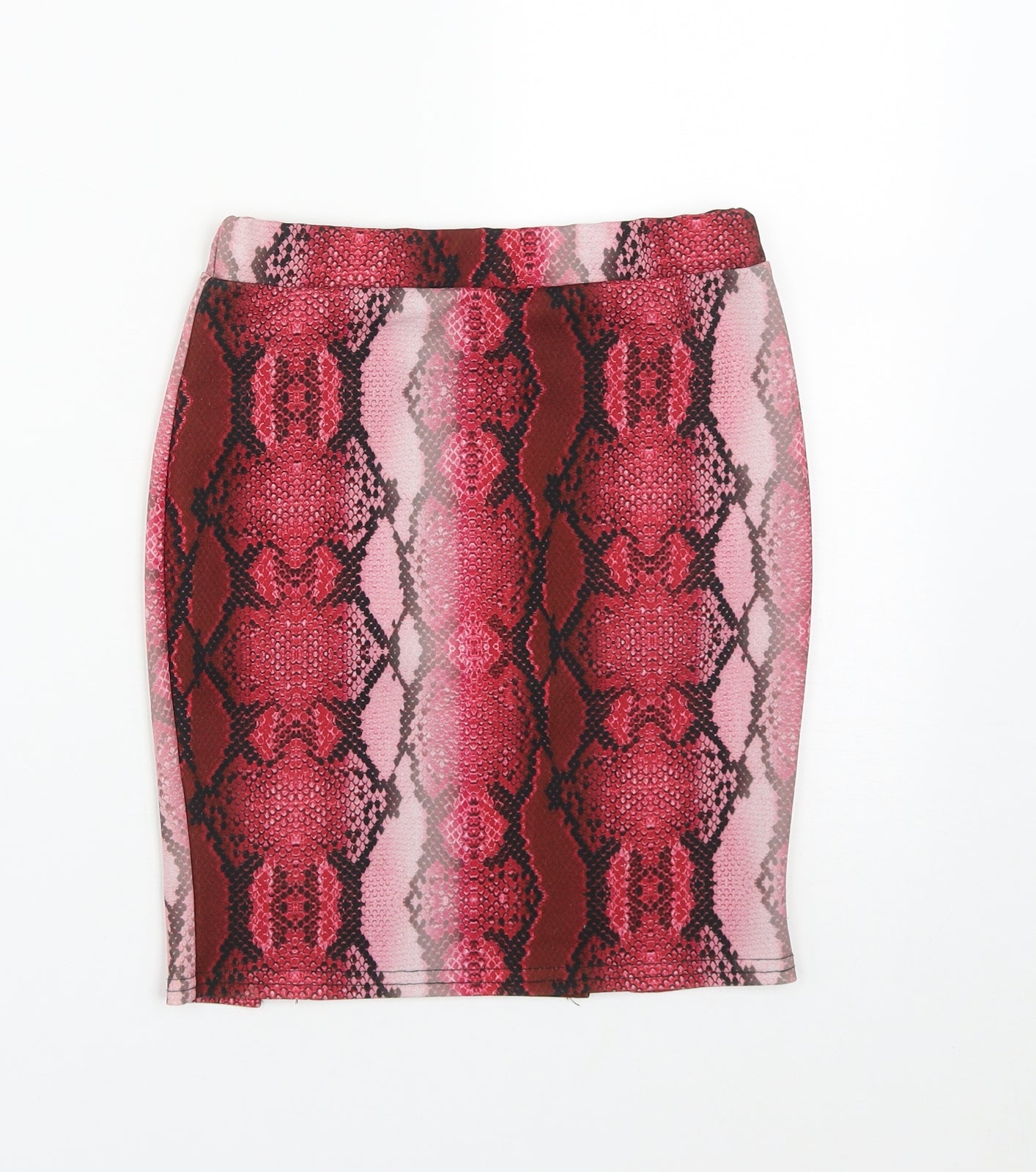 Preworn Womens Pink Animal Print Polyester Straight & Pencil Skirt Size 6
