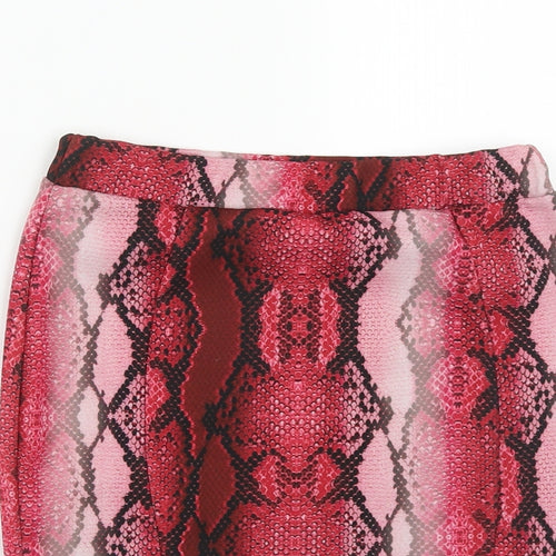 Preworn Womens Pink Animal Print Polyester Straight & Pencil Skirt Size 6
