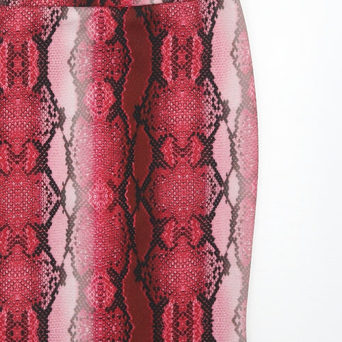Preworn Womens Pink Animal Print Polyester Straight & Pencil Skirt Size 6