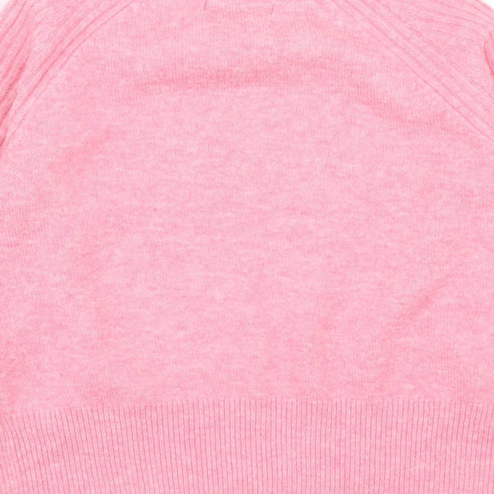 Marks and Spencer Womens Pink Round Neck  Acrylic Pullover Jumper Size S