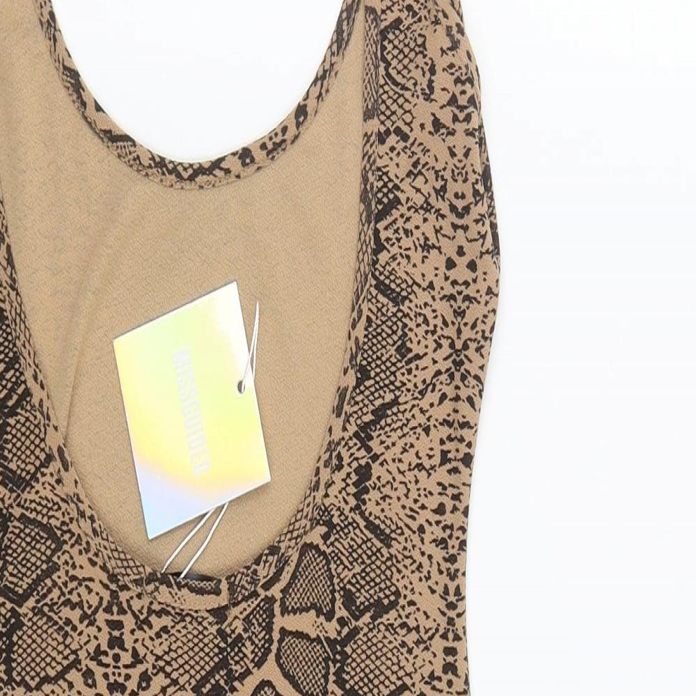 Missguided Womens Brown Animal Print Polyester Bodycon  Size 8  Round Neck
