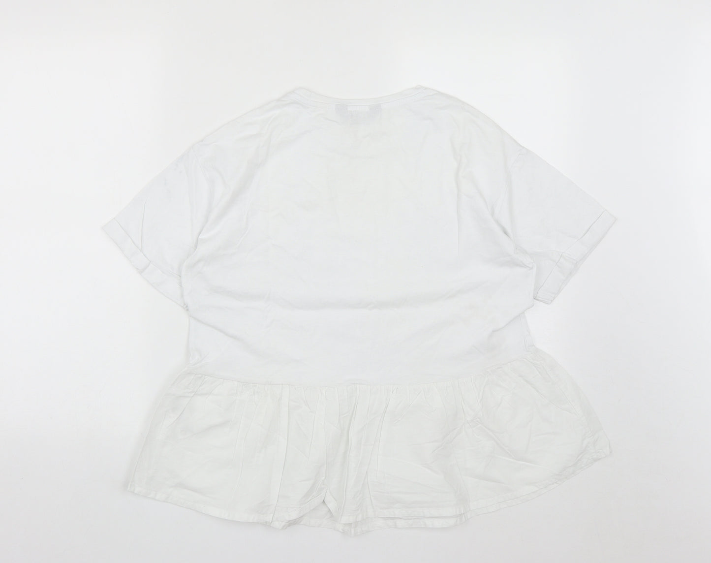 F&F Womens White  Cotton Basic T-Shirt Size 12 Round Neck
