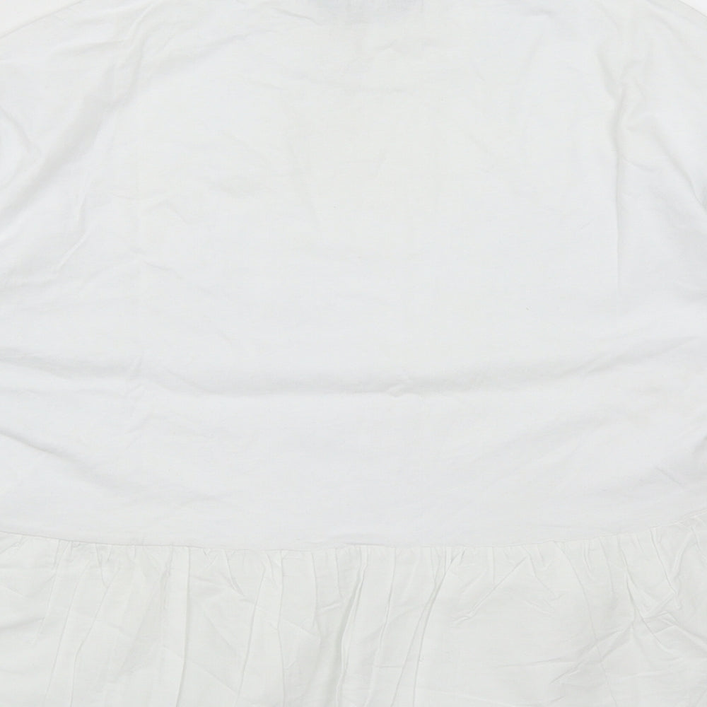 F&F Womens White  Cotton Basic T-Shirt Size 12 Round Neck