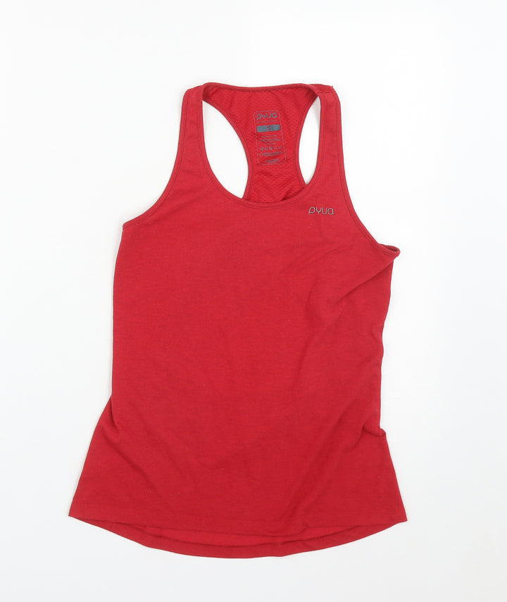 Pyua Womens Red  Polyester Basic T-Shirt Size S Round Neck