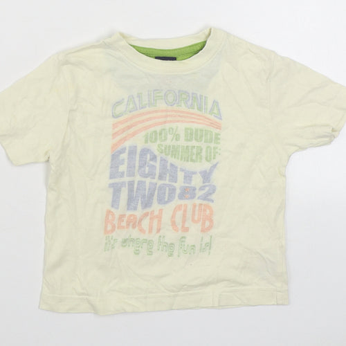NEXT Boys Ivory  100% Cotton Basic T-Shirt Size 9-12 Months Round Neck Pullover