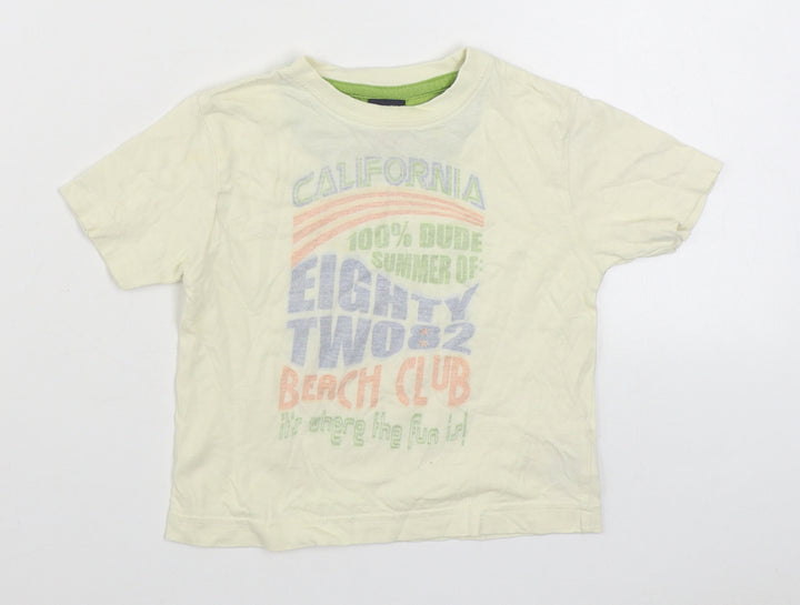 NEXT Boys Ivory  100% Cotton Basic T-Shirt Size 9-12 Months Round Neck Pullover