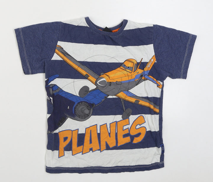 Revbel Boys Blue Cotton Basic T-Shirt Size 6-7 Years Round Neck Pullover