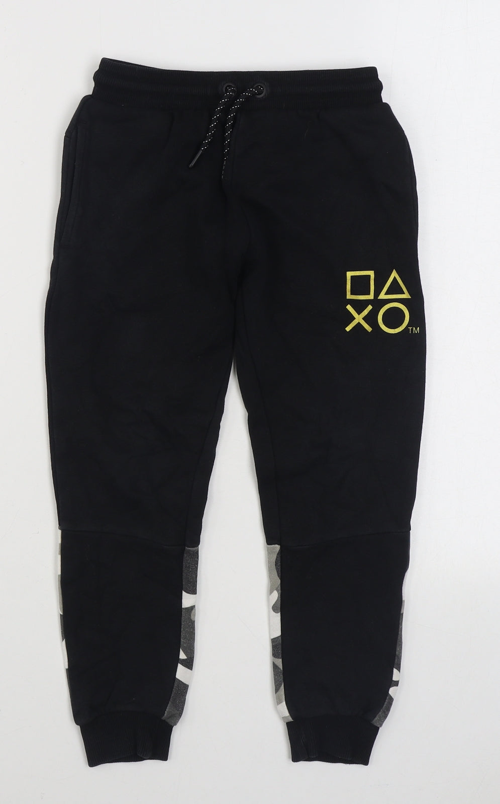 George Boys Black  Cotton Jogger Trousers Size 6-7 Years  Regular Tie - Playstation