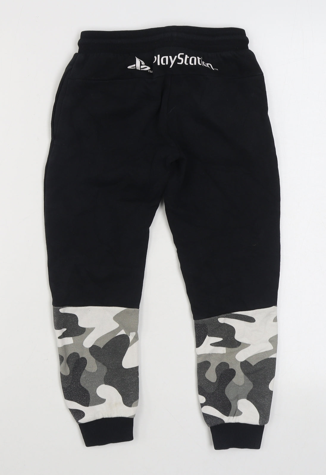 George Boys Black  Cotton Jogger Trousers Size 6-7 Years  Regular Tie - Playstation