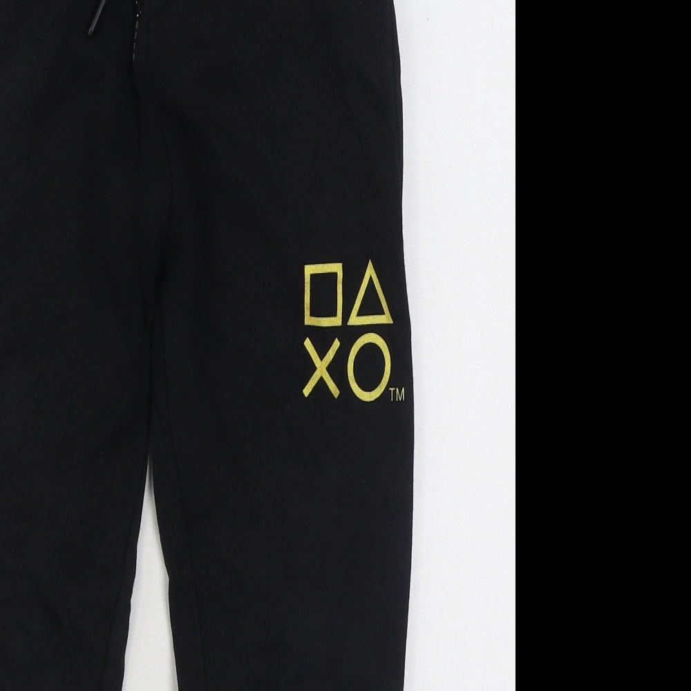 George Boys Black  Cotton Jogger Trousers Size 6-7 Years  Regular Tie - Playstation