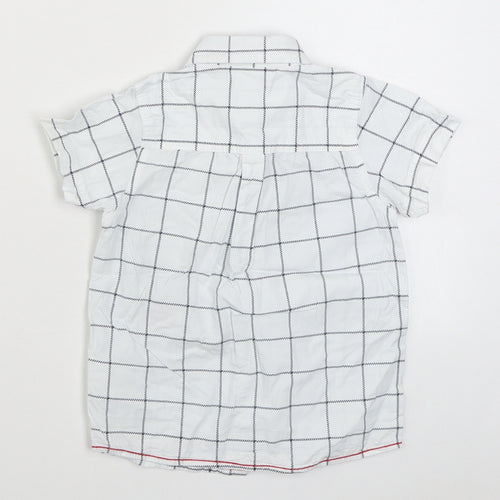 Blue Seven Boys White Check 100% Cotton Basic Button-Up Size 4 Years Collared Button