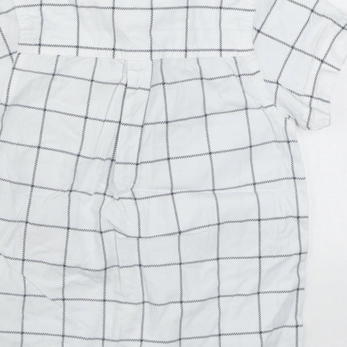 Blue Seven Boys White Check 100% Cotton Basic Button-Up Size 4 Years Collared Button