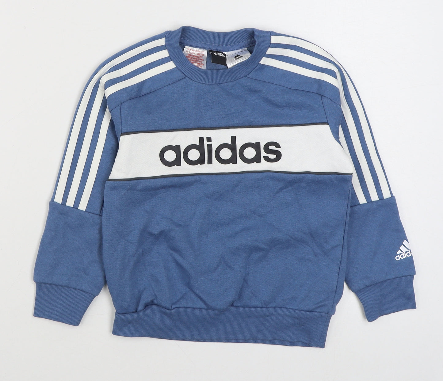 adidas Boys Blue  Cotton Pullover Sweatshirt Size 4-5 Years  Pullover