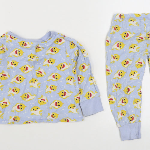 George Boys Blue Geometric Cotton  Pyjama Set Size 2-3 Years  Pullover - Baby Shark