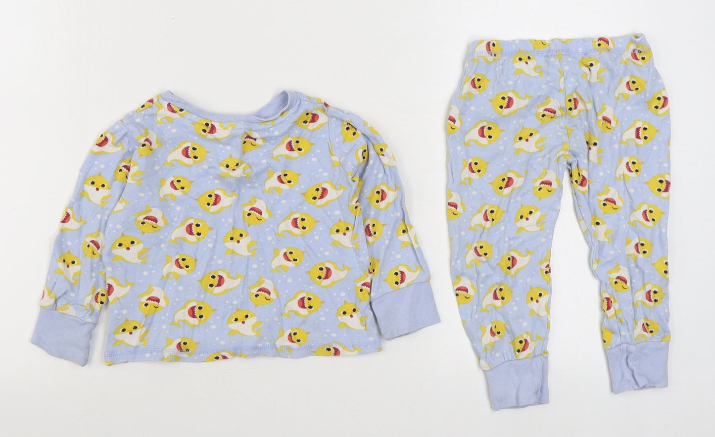 George Boys Blue Geometric Cotton  Pyjama Set Size 2-3 Years  Pullover - Baby Shark