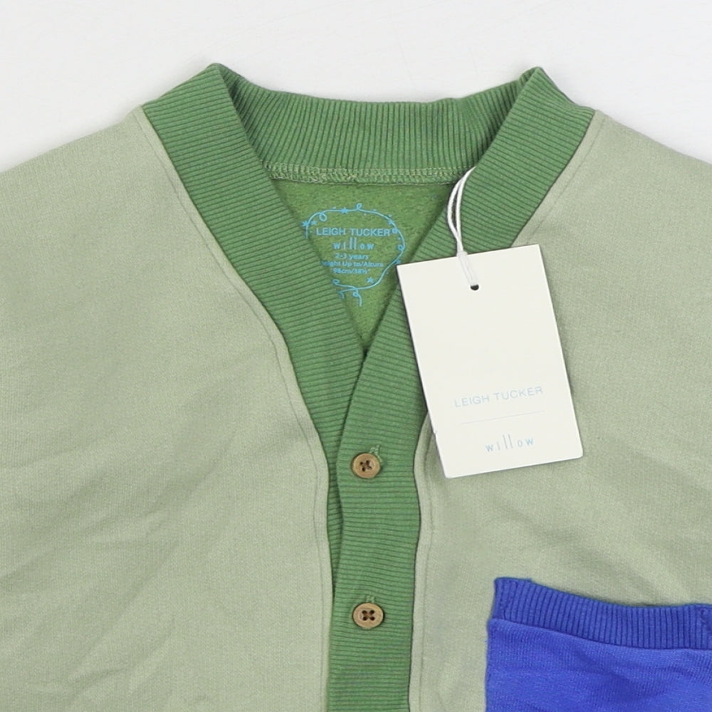 Leigh Tucker Boys Multicoloured V-Neck  Cotton Cardigan Jumper Size 2-3 Years  Button