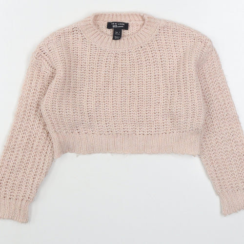 915 Generation Girls Pink Round Neck  Acrylic Pullover Jumper Size 9 Years  Pullover - Cropped