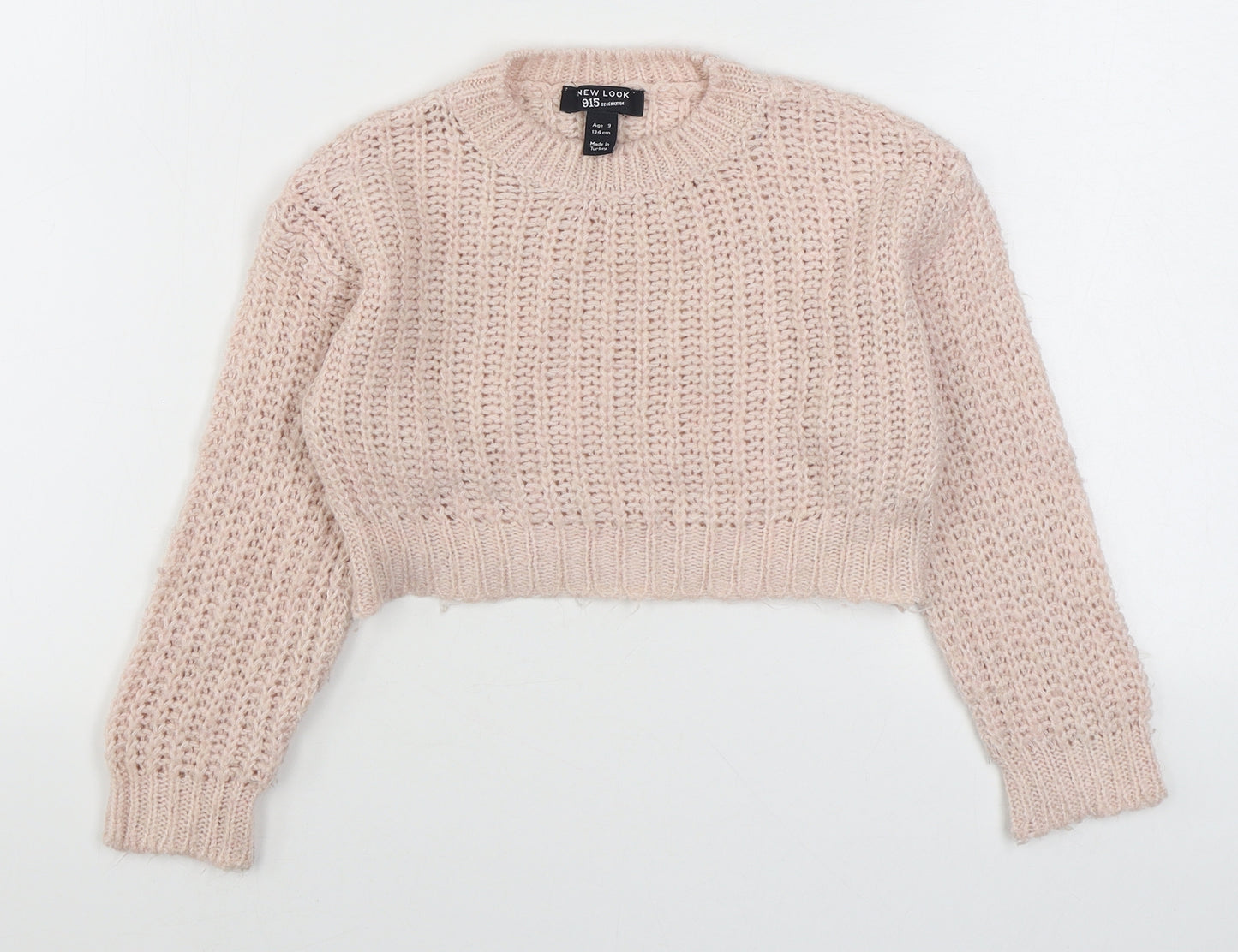 915 Generation Girls Pink Round Neck  Acrylic Pullover Jumper Size 9 Years  Pullover - Cropped