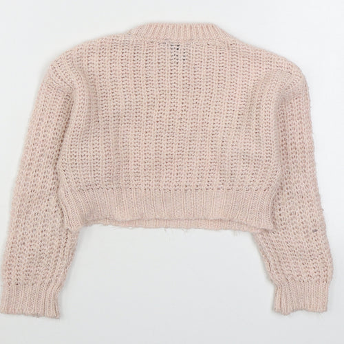 915 Generation Girls Pink Round Neck  Acrylic Pullover Jumper Size 9 Years  Pullover - Cropped