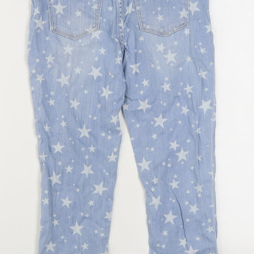 Gap Girls Blue Geometric Cotton Straight Jeans Size 10 Years  Regular Zip