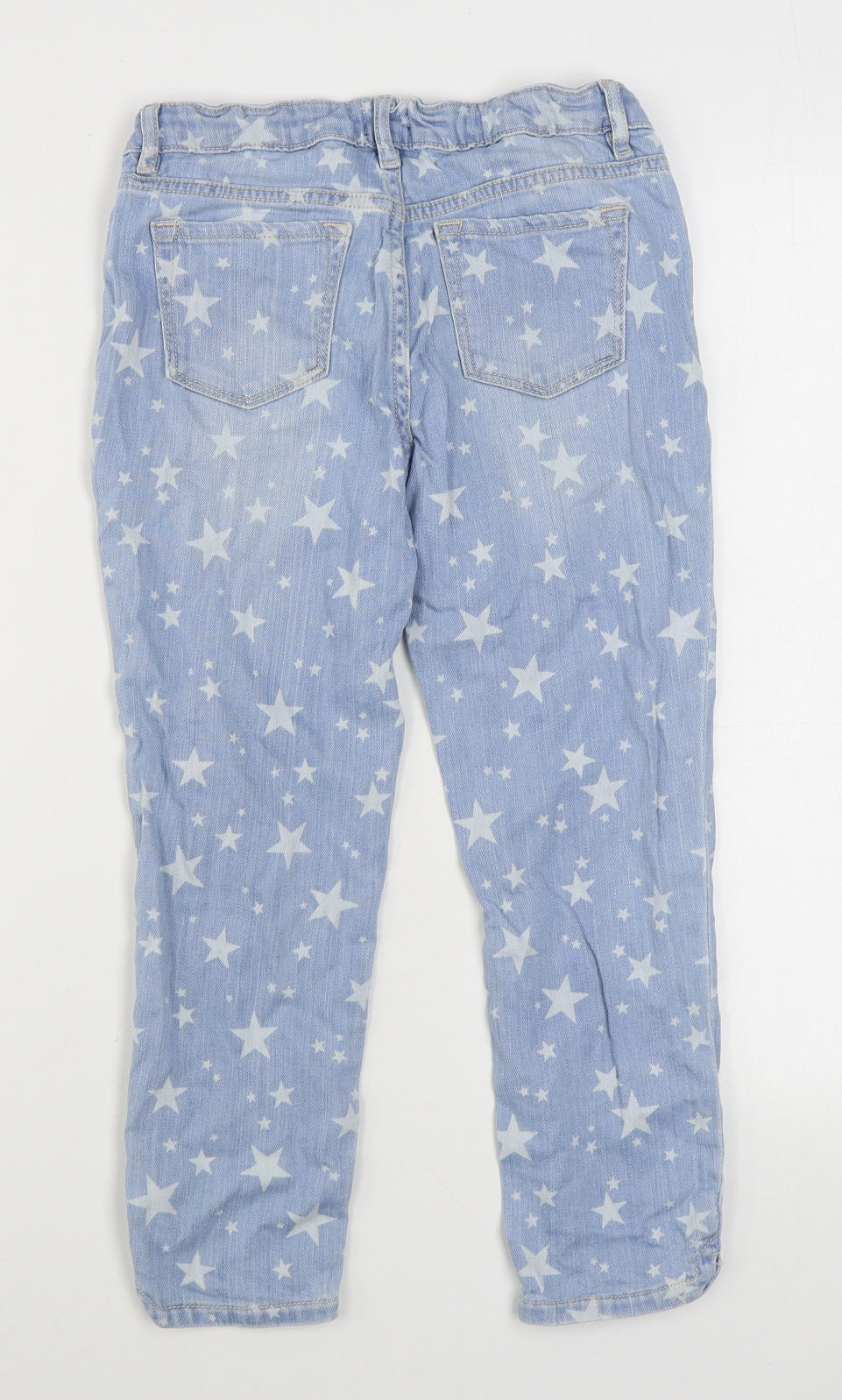 Gap Girls Blue Geometric Cotton Straight Jeans Size 10 Years  Regular Zip