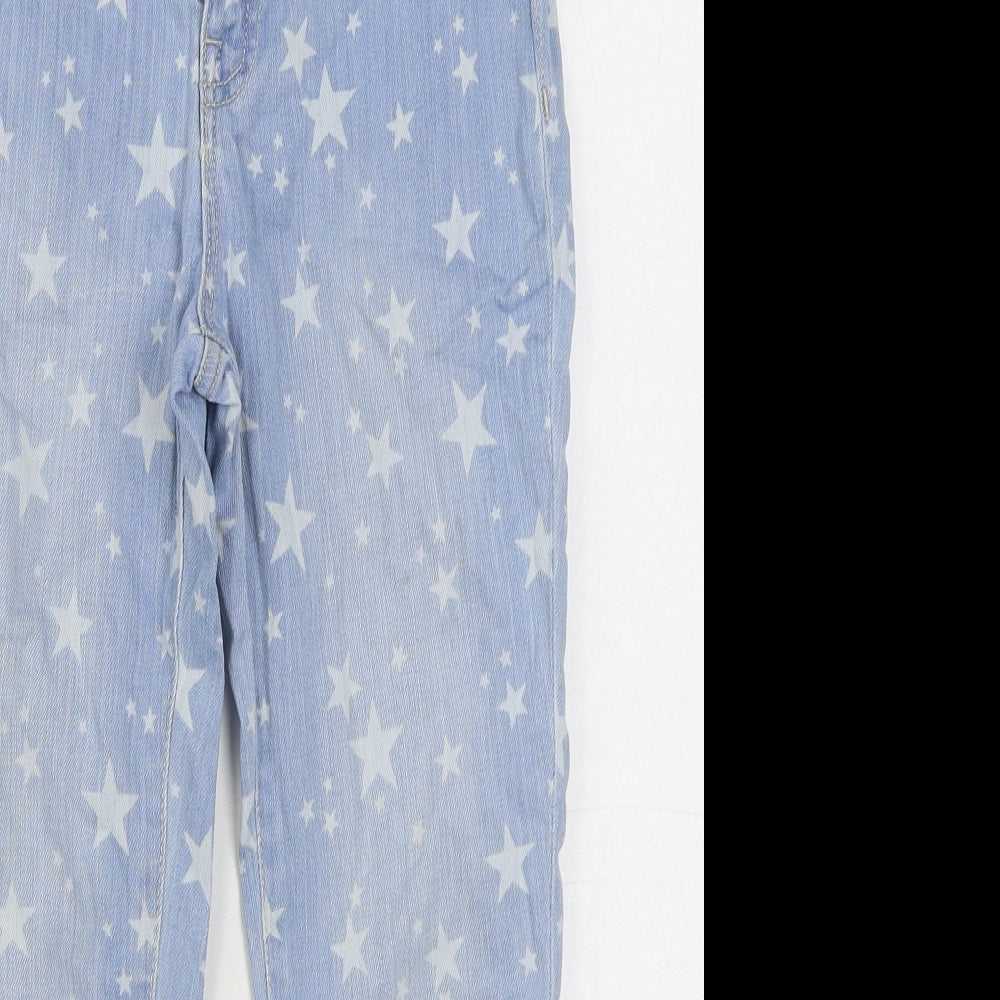Gap Girls Blue Geometric Cotton Straight Jeans Size 10 Years  Regular Zip