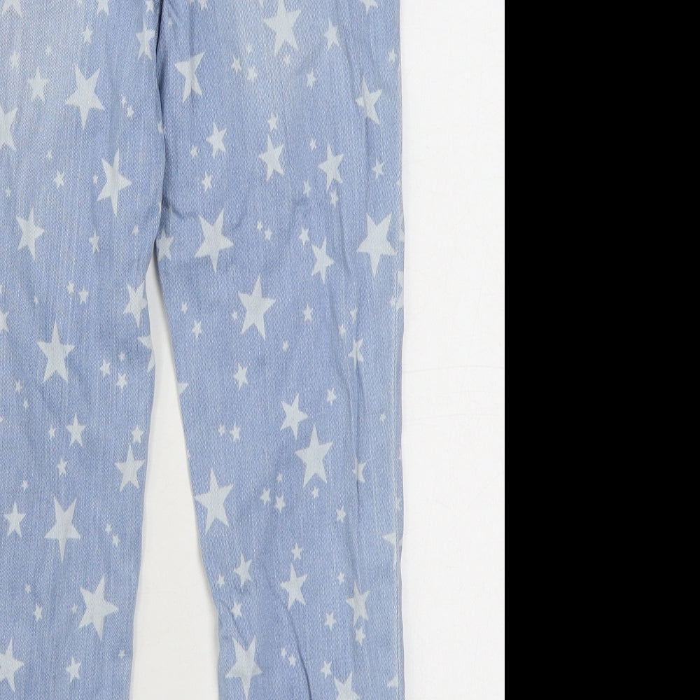Gap Girls Blue Geometric Cotton Straight Jeans Size 10 Years  Regular Zip