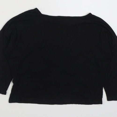 Pink Apple Girls Black  Viscose Basic T-Shirt Size 7-8 Years Round Neck Pullover