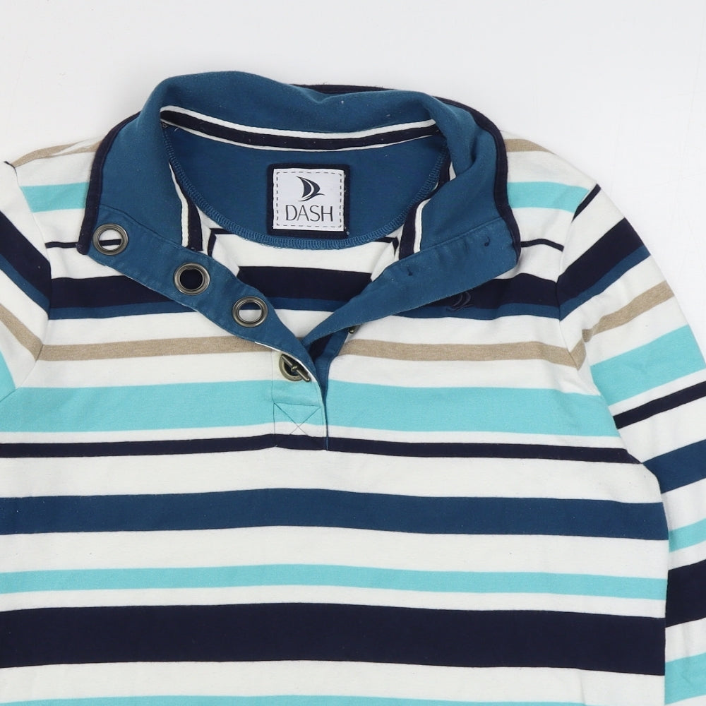 DASH Womens Blue Striped Cotton Pullover Sweatshirt Size 14  Pullover