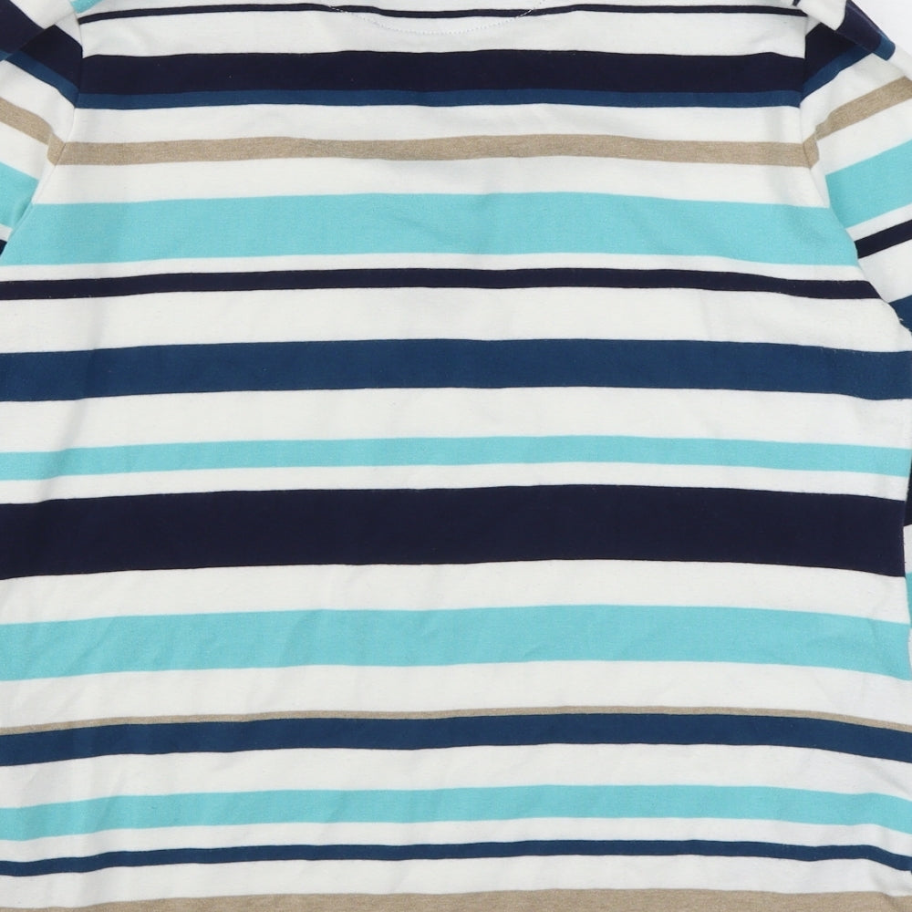 DASH Womens Blue Striped Cotton Pullover Sweatshirt Size 14  Pullover