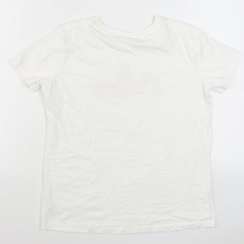 TU Womens White  100% Cotton Basic T-Shirt Size 10 Round Neck - Disney