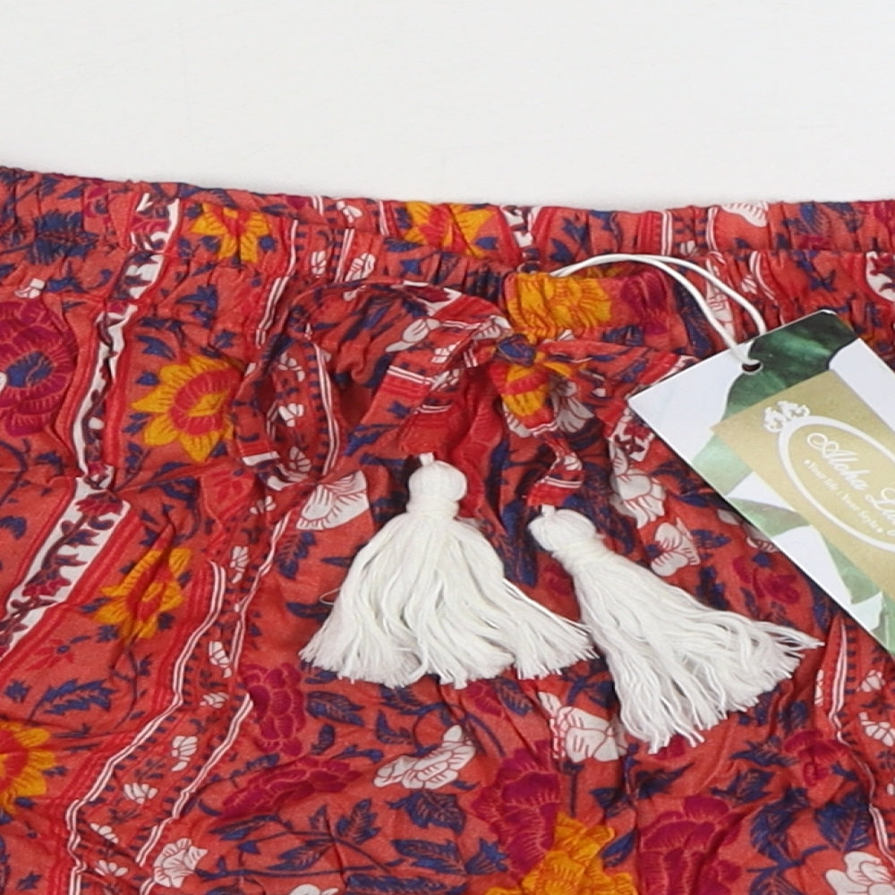 Aloha Lucy Womens Multicoloured Floral Wood Sweat Shorts Size M  Regular Tie