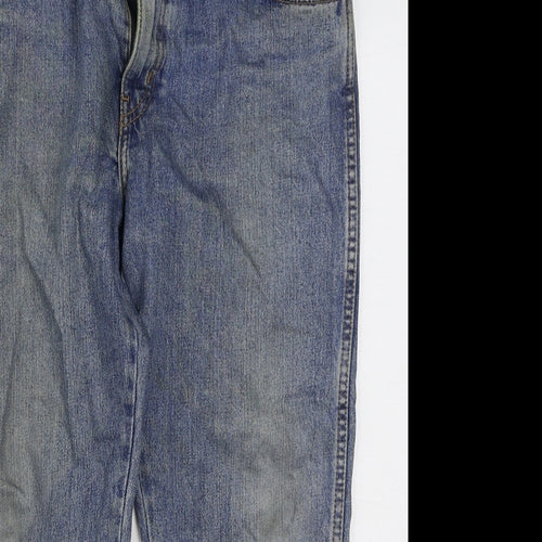 Wrangler Mens Blue  Cotton Straight Jeans Size 34 in L30 in Regular Zip