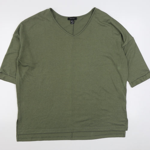 New Look Womens Green V-Neck  Polyester Pullover Jumper Size M
