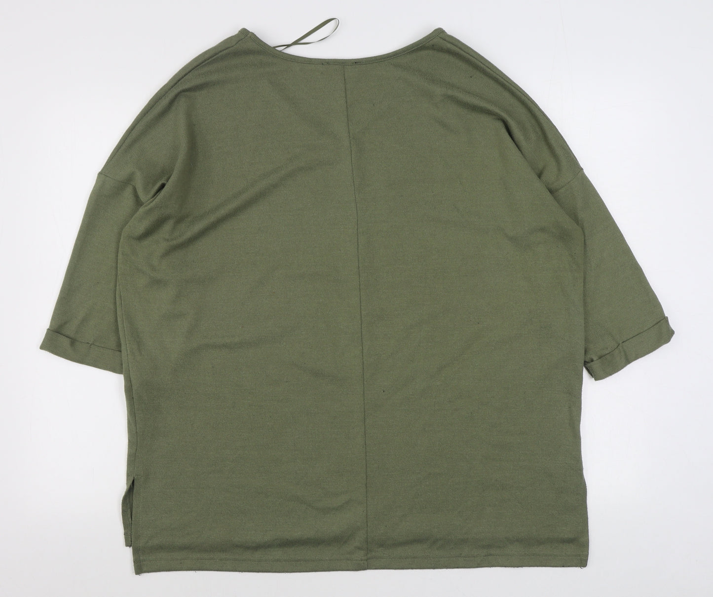New Look Womens Green V-Neck  Polyester Pullover Jumper Size M